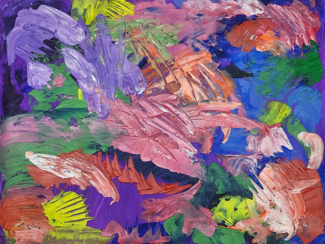 "Claws" abstract painting by Geoff Swetz, rotated 90 degrees for alternate display perspective