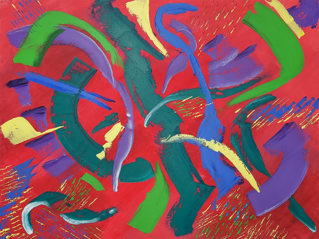 Custom abstract painting named "The Report Card", shown inverted for alternative narrative