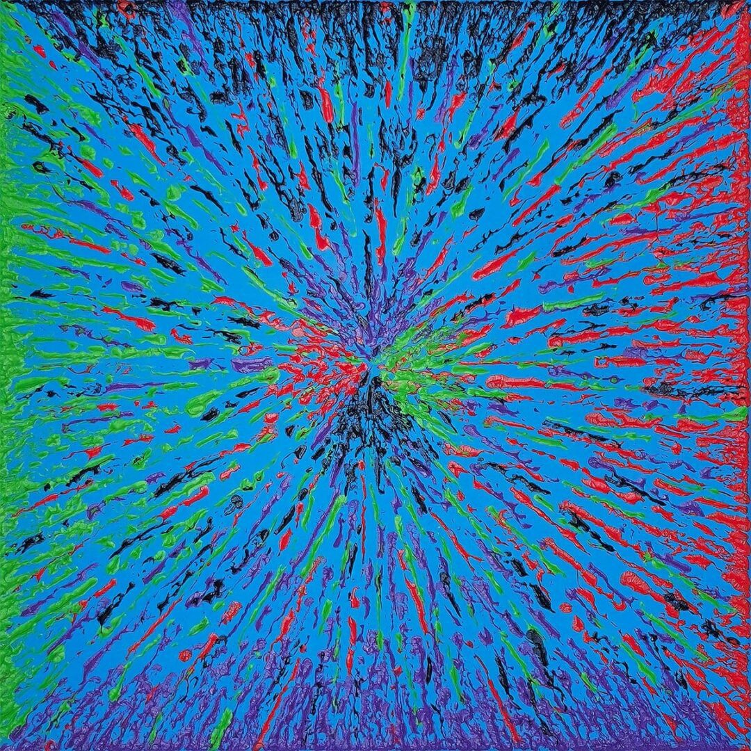 "Vortex" abstract painting, rotated 270 degrees to reinterpret electric lines and motion