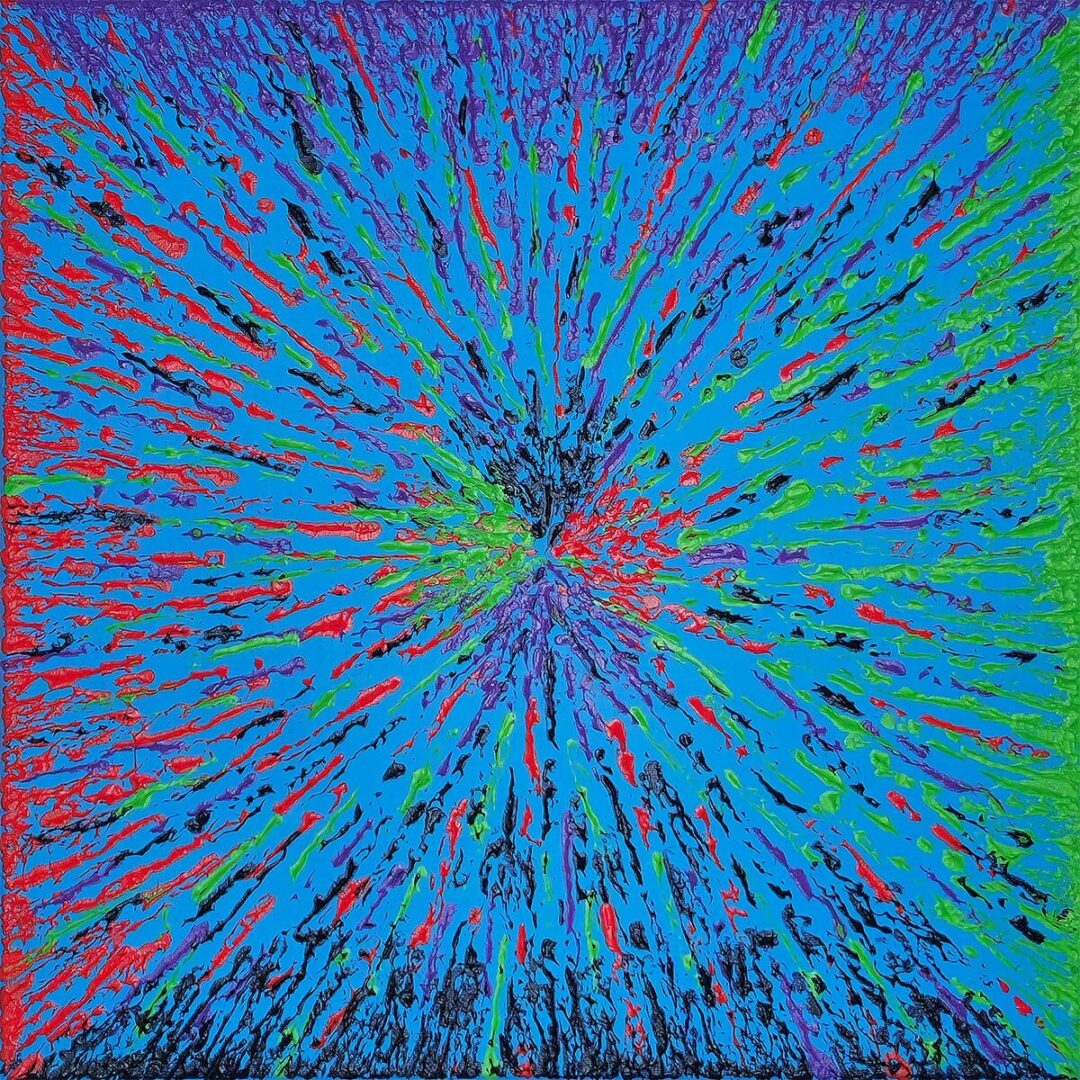"Vortex" modern abstract by Geoff Swetz, rotated 90° to shift energy burst perspective